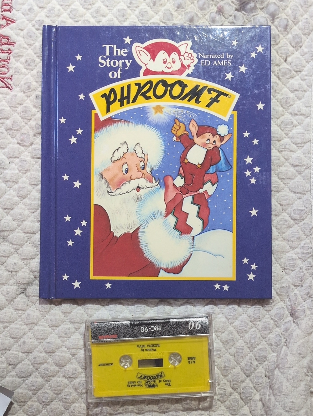 Vintage 1986 The Story of Phroomf Book & Cassette Ed Ames Christmas Santa Pixie